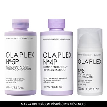 OLAPLEX - GOODBYE, DRY BLONDE ROUTINE - Sarı & Gri Saçların Rengini Koruyan & Yoğun Nemlendirme Sağlayan & Bağ Güçlendiren Üçlü Saç Bakım Seti