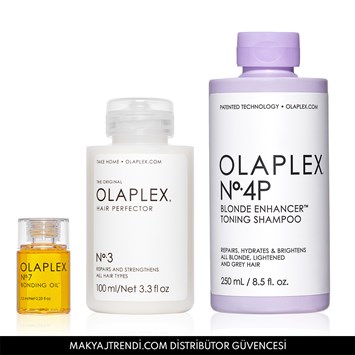 OLAPLEX - STRONG BLONDES & GREYS KIT - Sarı & Gri Saçların Rengini Koruyan & Parlaklaştıran & Bağ Güçlendirici Saç Bakım Seti