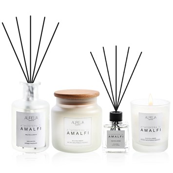 AURELIA GENÈVE HOME - AMALFI DELUXE HOME SCENT SET - İncir ve Yasemin Kokulu Dörtlü Mum & Çubuklu Oda Kokusu Seti