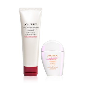SHISEIDO - URBAN ENVIRONMENT & CLEANSING FOAM SET - Cildi Arındıran Temizleyici & Yaşlanma Karşıtı Günlük Güneş Kremi Seti