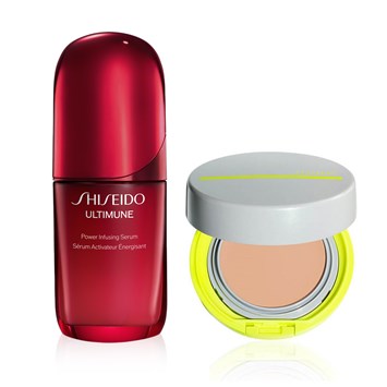 SHISEIDO - ANTIOXIDANT DEFENSE & RADIANT SPF50+ PROTECTION BUNDLE - Cildin Savunmasını Güçlendiren Serum & Güneş Koruyucu Özellikli Kompakt BB Krem Seti