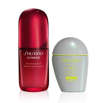 SHISEIDO - ANTIOXIDANT DEFENSE & SILKY SMOOTH SPF50+ PROTECTION BUNDLE - Cildin Savunmasını Güçlendiren Serum & Güneş Koruyucu Özellikli Likit BB Krem Seti