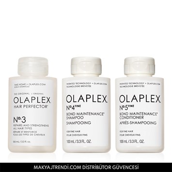 OLAPLEX - FINE BOND MAINTENANCE SYSTEM TRAVEL TRIO - İnce Telli Saçlar İçin Seyahat Boy Saç Kusursuzlaştırıcı & Bağ Güçlendirici Şampuan ve Saç Kremi Seti