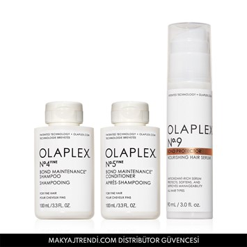 OLAPLEX - DAILY FINE SHIELD SET - İnce Telli Saçlar İçin Bağ Güçlendirici Şampuan, Saç Kremi & Besleyici Saç Serumu Seti