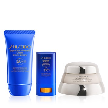 SHISEIDO - 24-HOURS SUN PROTECTION & REVITALIZING TRIO - Erken Yaşlanma Karşıtı Nemlendirici, Güneşe Karşı Etkili Şekilde Koruyan Stik ve Krem Seti