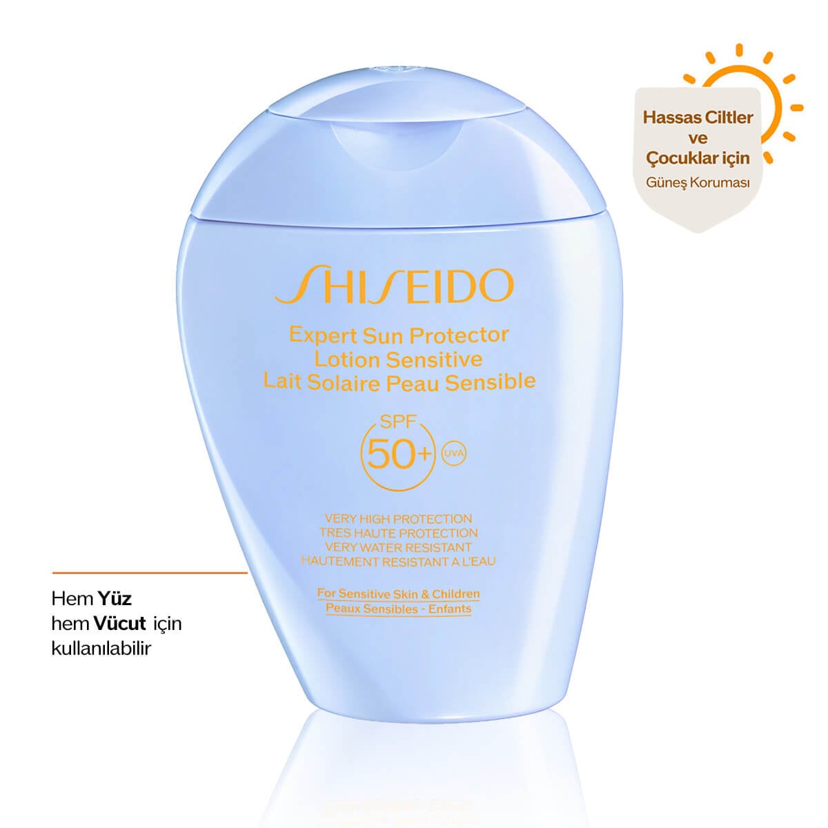 %85 Cilt Bakım İçerikli Hassas Ciltler & Çocuklar İçin Suya ve Isıya Çok Dayanıklı Güneşe Karşı Koruyucu Losyon SPF50+